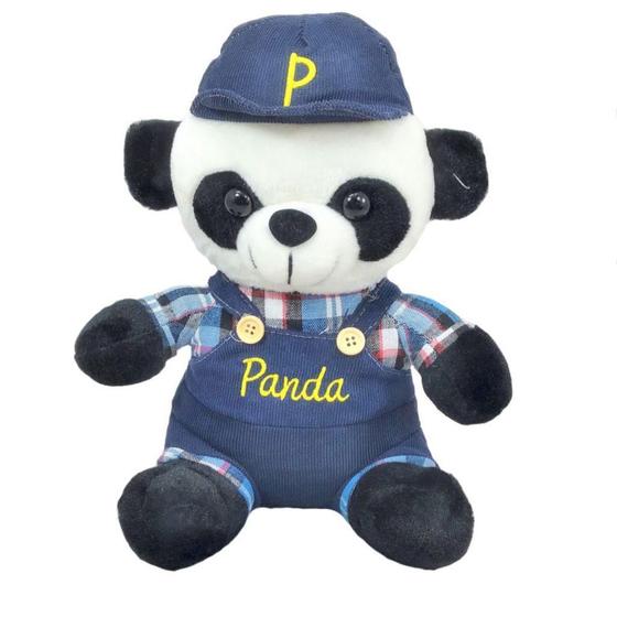 Imagem de Urso Panda Pelúcia 30 Cm Altura Camiseta Blue