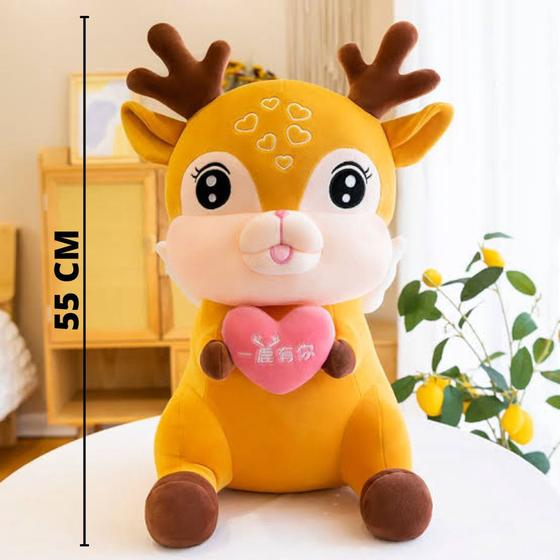 Imagem de Urso pelúcia rena  55cm grande fofa brinquedo presente especial charmoso namorados mães filhas kawaii cute fofo coreano