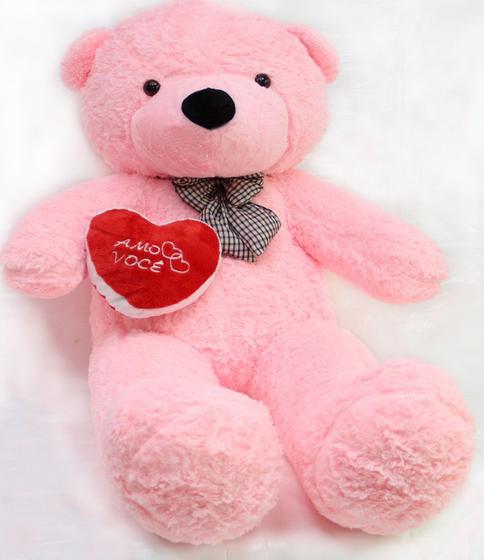 Urso Rosa Urso Rosa De Pelúcia Macia 1,4 Metros Namorada Natal - Casa Dos Ursos ...