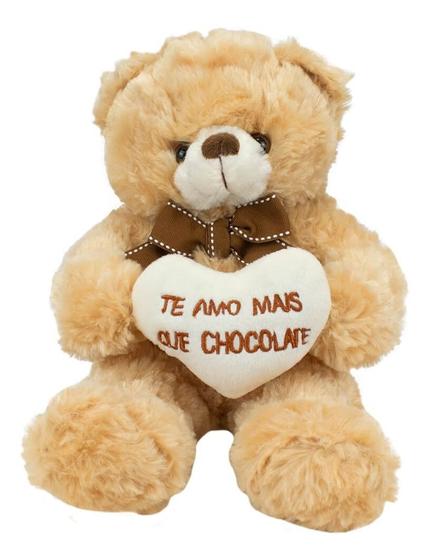 Imagem de Urso Sentado Te Amo Mais Que Chocolate 21cm - Pelúcia