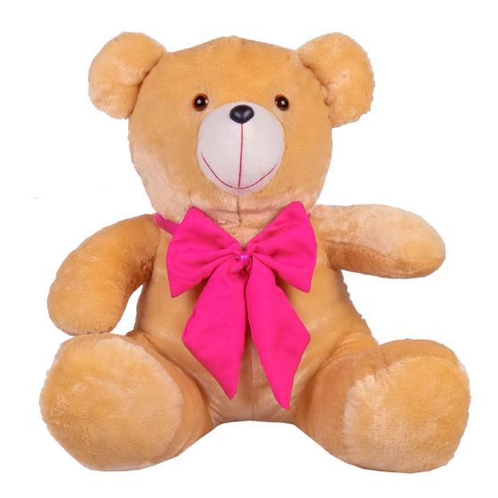 Imagem de Urso Teddy De Pelúcia Sentado Com Laço Tamanho G 50cm - Barros Baby Store