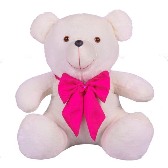 Imagem de Urso Teddy De Pelúcia Sentado Com Laço Tamanho G 50cm - Barros Baby Store