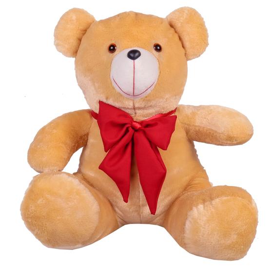 Imagem de Urso Teddy De Pelúcia Sentado Com Laço Tamanho G 50cm - Barros Baby Store