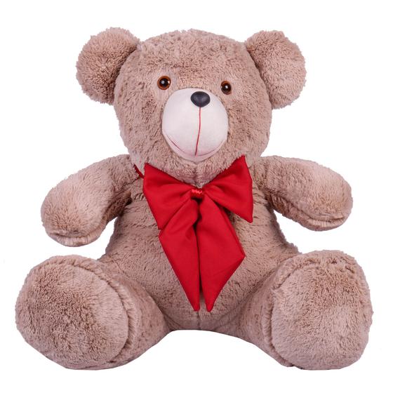 Imagem de Urso Teddy De Pelúcia Sentado Com Laço Tamanho G 50cm - Barros Baby Store