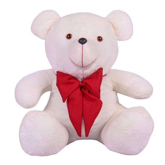 Imagem de Urso Teddy De Pelúcia Sentado Com Laço Tamanho G 50cm - Barros Baby