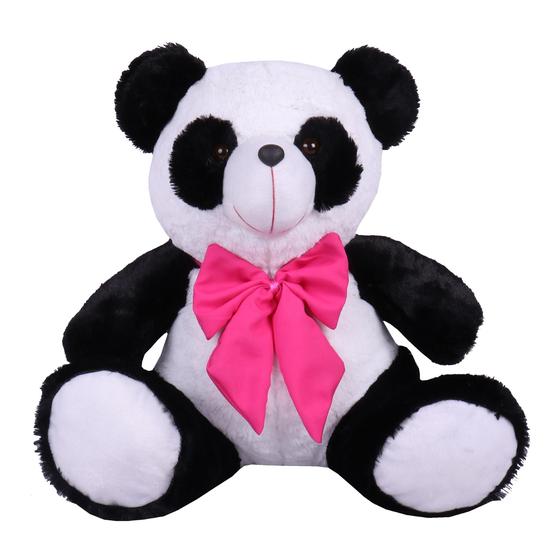 Imagem de Urso Teddy De Pelúcia Sentado Com Laço Tamanho G 50cm - Barros Baby