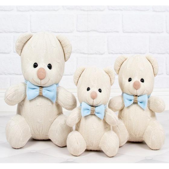 Imagem de Urso tricot glamour classic - 3 pçs para nichos .