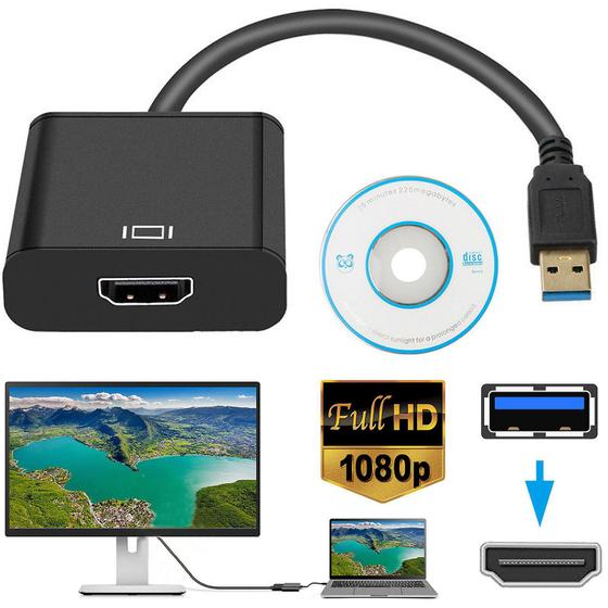 Imagem de USB to HDMI Converter Video Adapter para PC Laptop HDTV TV (On