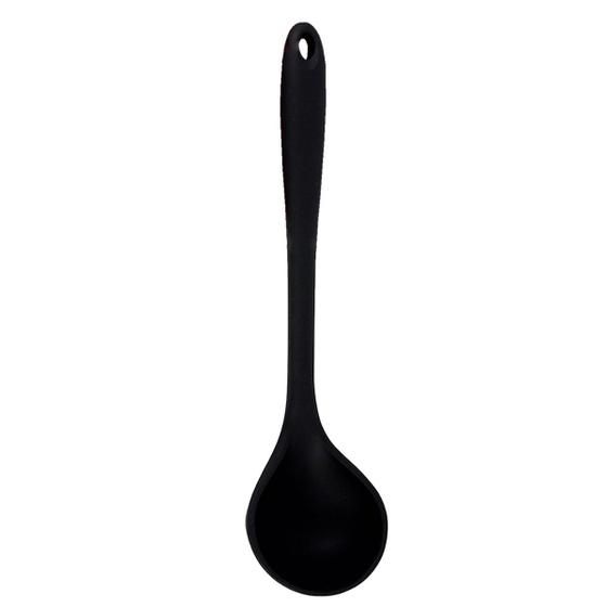 Imagem de Utensílio P/ Cozinha Concha de Silicone 28cm Preta - 2 Uni