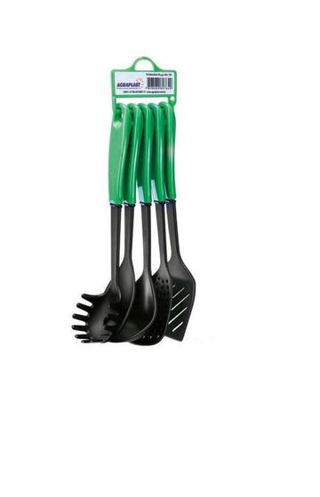 Imagem de Utensílios Kit 5 Peças com Concha Colher Escumadeira Espatula e Pegador - Agraplast