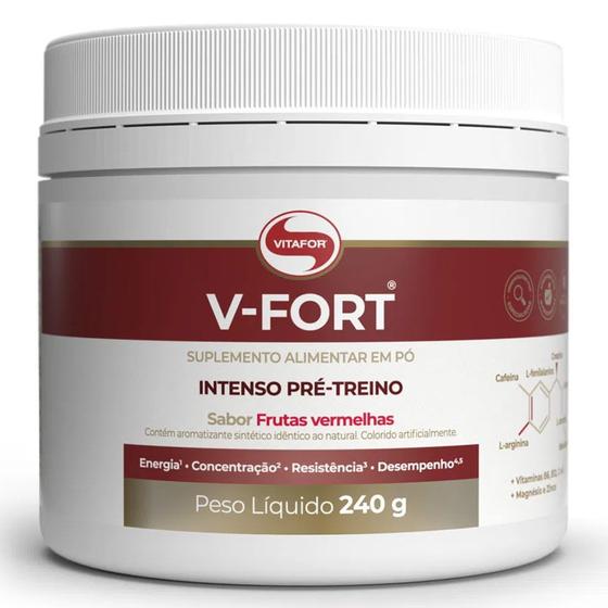 Imagem de V Fort (Creatina, Cafeína, L-Arginina, L-Carnitina) Frutas Vermelhas 240g - Vitafor