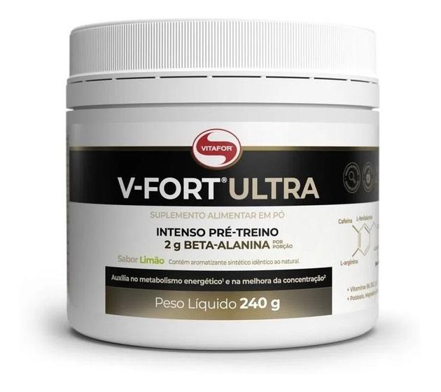 Imagem de V Fort Ultra Intenso Pré Treino Limão Vitafor 240g(30 Doses)