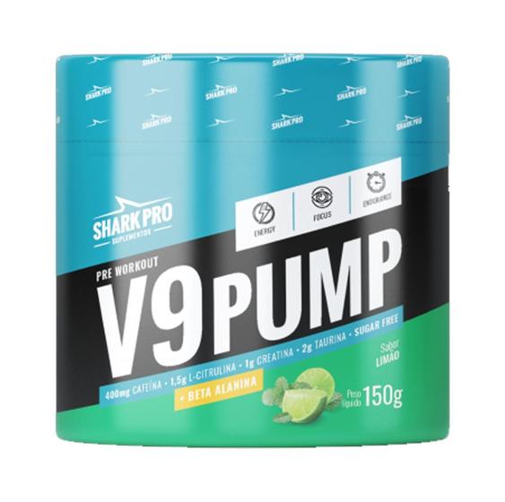 Imagem de V9 Pump Pre Treino Limão Shark Suplementos 300g - Shark Pro