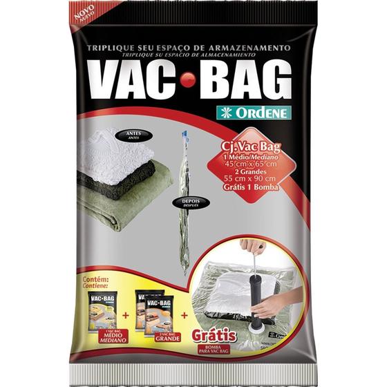 Imagem de Vac Bag com 1 Médio, 2 Grandes e Bomba OR56200 Ordene