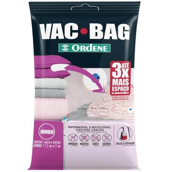 Imagem de Vac Bag Jumbo Ordene 110x100cm Saco a Vácuo Plástico Edredom Casacos