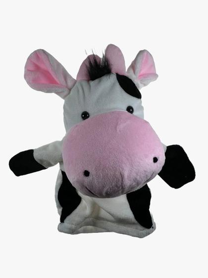 Imagem de Vaca Vaquinha Fantoche Pelúcia De Mão Animais Infantil 25Cm