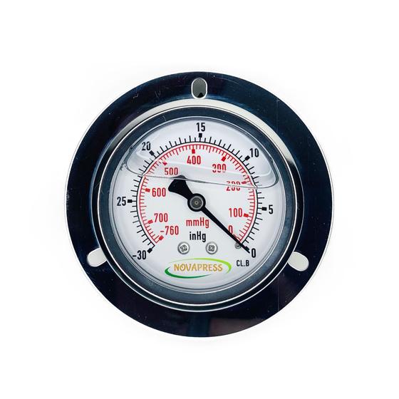 Imagem de Vacuômetro 63mm Com Flange - Escala -760 Mmhg X -30 Polhg