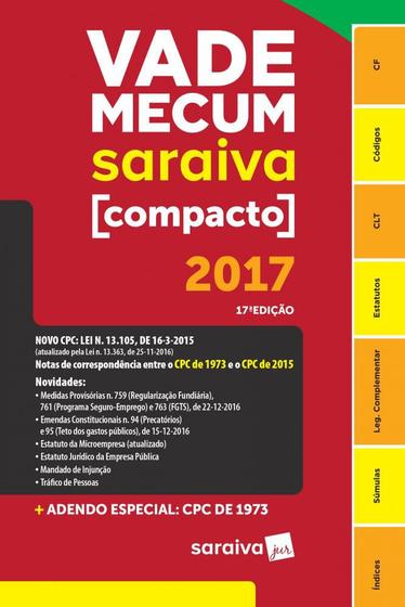 Imagem de Vade Mecum Saraiva Compacto 2017 - Brochura