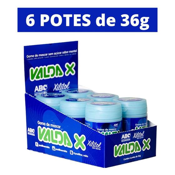 Imagem de Valda X Xilitol Kit 6 Gomas De Mascar Mentol Menta Sem Acucar 36g