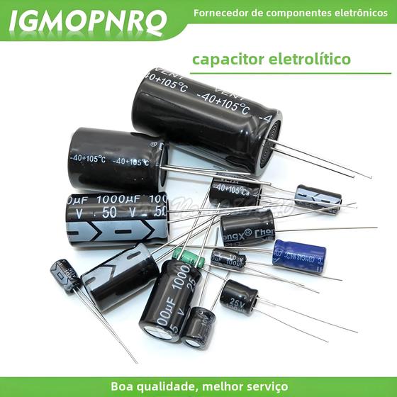 Imagem de Valores Variados De Capacitor Eletrolítico De Alumínio 2v-15v Tamanhos 10uf-1500uf Pacote De 22pcs