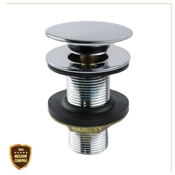 Imagem de Valvula 1 1/4 Ralo Click Up Inteligente Em Metal Inox Cromado Para Banheiro Pia Cuba Cód. 7716