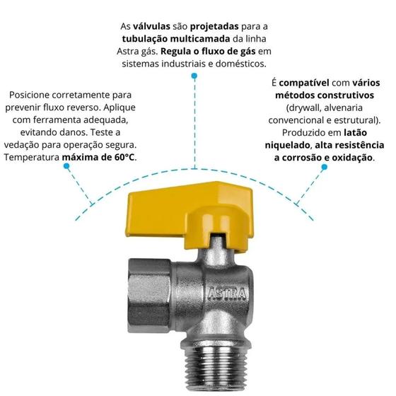 Imagem de Válvula 90º Macho Fêmea 1/2" Astra