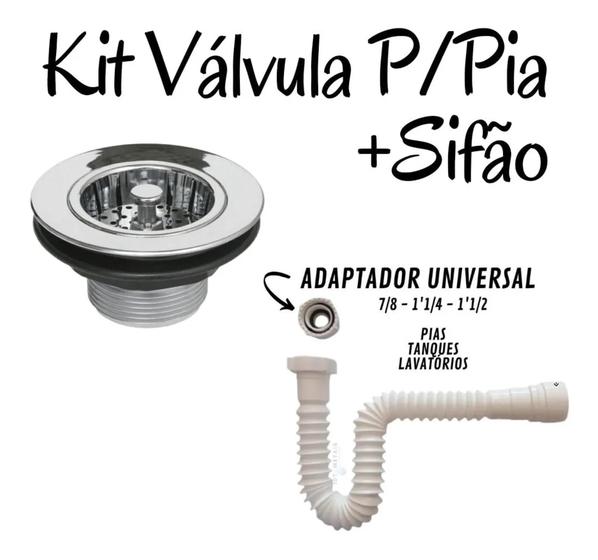 Válvula Americana + Sifão Para Pia - Kit 2 Peças Menor preço em Válvula Americana + Sifão Para Pia - Kit 2 Peças