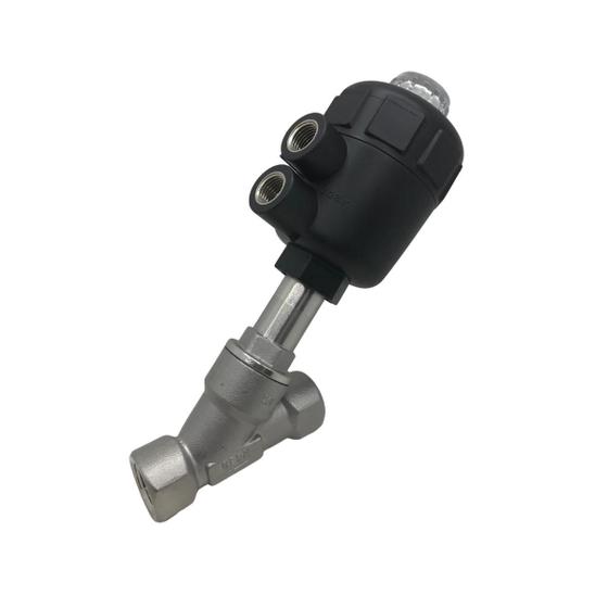 Imagem de Válvula Angular Aço Inox 2/2 Vias Simples Ação Rosca 1/2 BSP