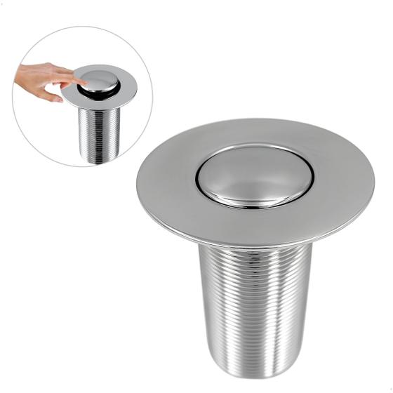Imagem de Válvula Click Cromada Ralo Pia Lavatório Cuba Aço Inox 7/8 Crie Construa
