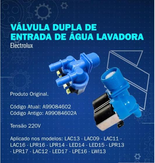 Imagem de Válvula Dupla 220v Lac09/lac16/ - A99084602a/A99084602 - Electrolux ORIGINAL