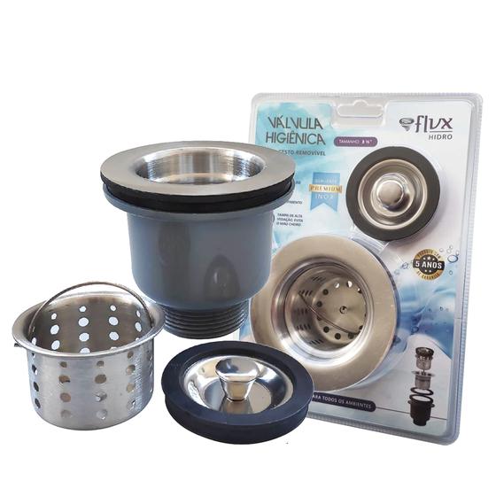 Imagem de Válvula Higiênica com Cesto Removível 3.1/2" Flvx Hidro de INOX - VH312-IN