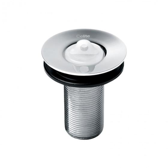 Imagem de Válvula Lavatório 7/8" Sem Ladrão Cromado Com Tampa Plástica Branco Celite