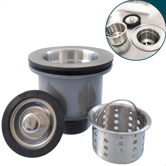 Valvula Pia Cozinha 3 1/2 Aço Inox Com Cesto Higiênico Removível Ralo Basket Escoamento Cuba Menor preço em Valvula Pia Cozinha 3 1/2 Aço Inox Com Cesto Higiênico Removível Ralo Basket Escoamento Cuba
