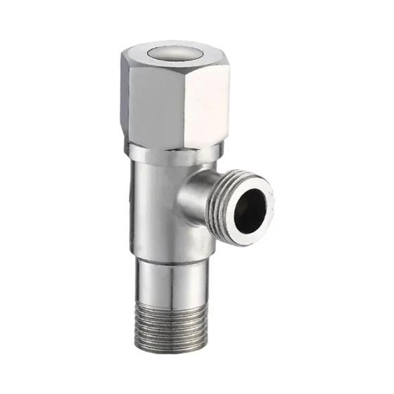 Imagem de Válvula Triangular de Aço Inoxidável G1/2" - Abertura Rápida, Ângulo Bidirecional para Bidê
