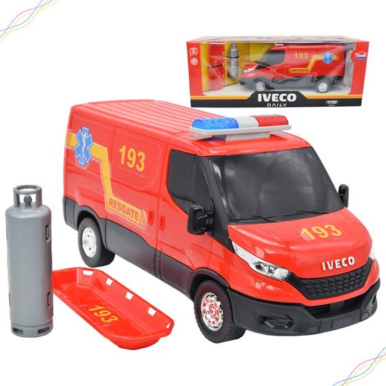Imagem de Van Miniatura Brinquedo Iveco Daily Resgate Com Acessórios