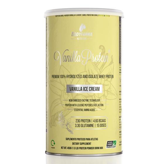 Imagem de Vanilla Protein Ice-cream bodyfarma 100% whey protein Isolado hidrolizado lata 450g