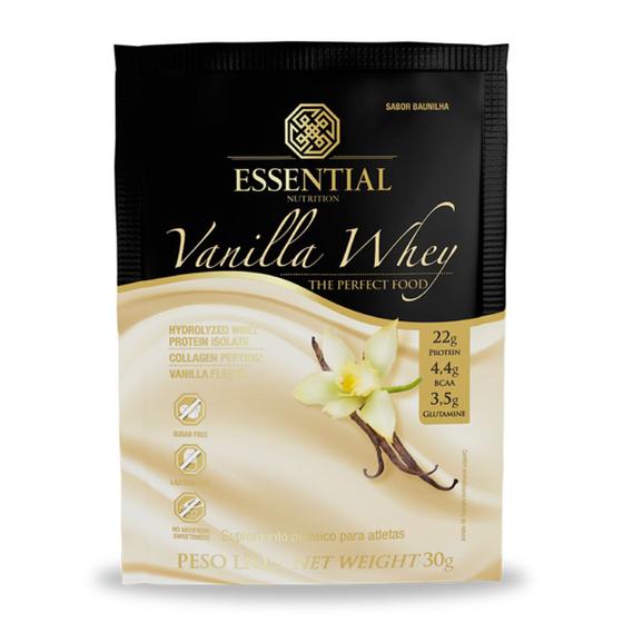 Imagem de Vanilla whey isolado e hidrolisado sache 30g essential nutrition