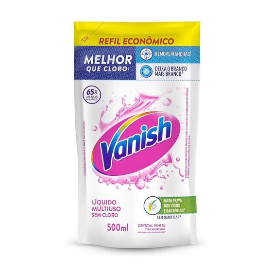 Imagem de Vanish Líquido Multiuso Sem Cloro Crystal White Tira Manchas Refil 500ml Vanish