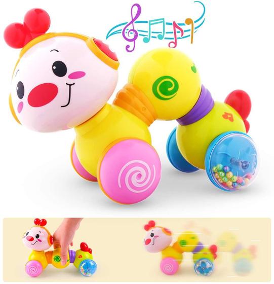 Imagem de Vanmor Press e Go Musical Inchworm Toy - 6 a 12 meses Crawling Baby Brinquedos Musicais com Leve Face Lagarta Educativa Criança Brinquedos para 9 12 18 Meses 1 Ano Criança Menino Presente