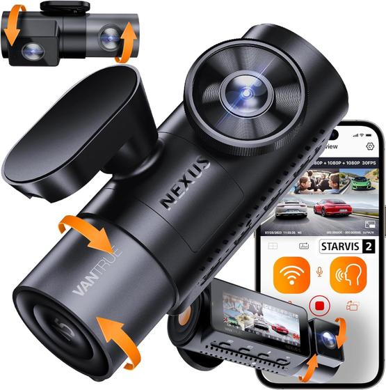 Imagem de Vantrue N5 Dash Cam 4 Canais 360 com Wi-Fi, STARVIS 2, Visão Noturna, GPS