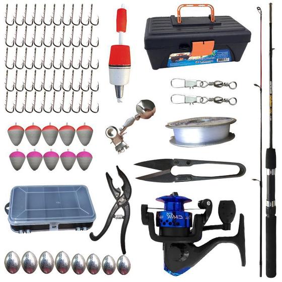 Vara de Pescar Molinete Caixa de Pesca Kit completo Menor preço em Vara de Pescar Molinete Caixa de Pesca Kit completo