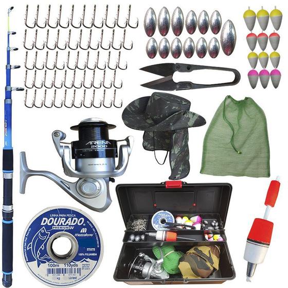 Vara Molinete Kit De Pescaria Completo Pesca Praia,Alto Mar Menor preço em Vara Molinete Kit De Pescaria Completo Pesca Praia,Alto Mar