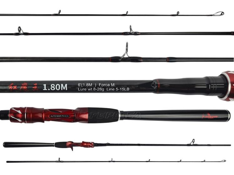 Imagem de Vara Para Carretilha Alto Mar Pesca Top Red 6'0" (1,80m) 5-15Lbs CW-HSLY1.8Q - 2 Partes