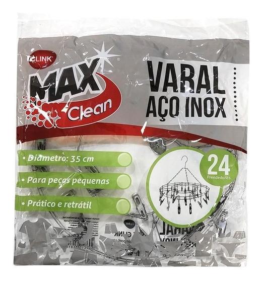 Imagem de Varal Aço Inox Suspenso Roupa Intima 24 Prendedores