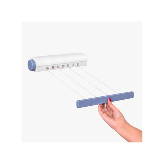 Imagem de Varal Automático 5 Cordas Retrátil Parede 4,1 Metros- Branco-Secalux