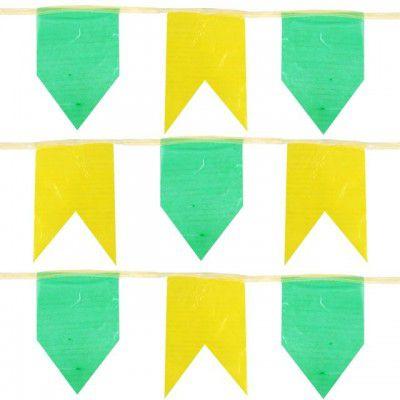 Imagem de Varal c/ 150 Metros Bandeiras de Plástico Verde Amarela Copa do Mundo