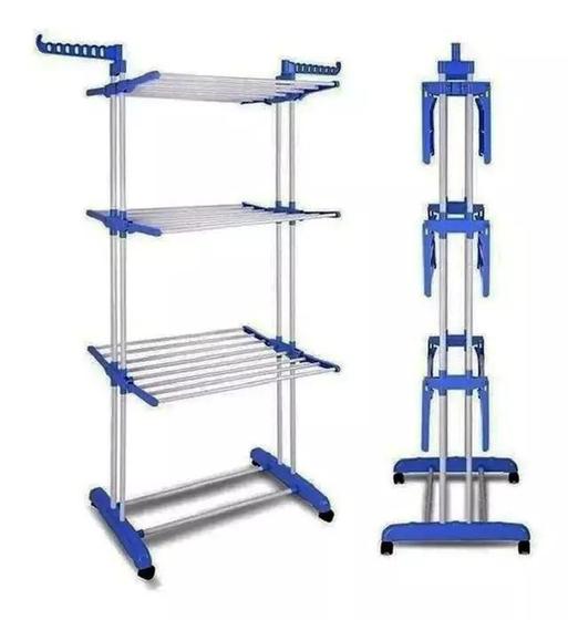 Imagem de Varal De Chão 3 Andares Vertical para Apartamento Dobrável 2 hastes