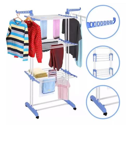 Varal De Chão 3 Andares Vertical para Apartamento Dobrável 2 hastes ...