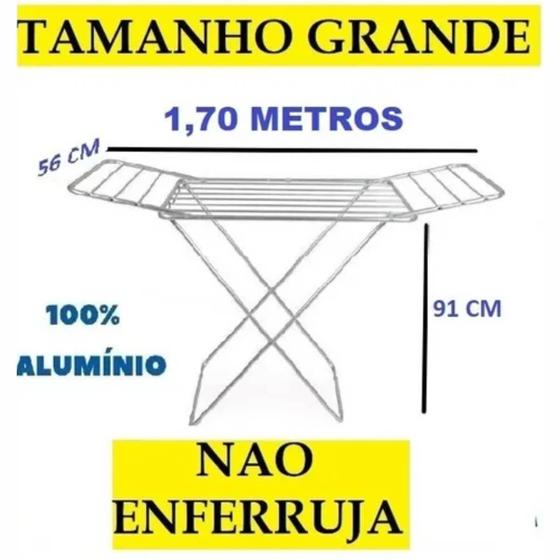 Varal De Chão Aluminio Com Abas Grande Lavanderia Leve - CM - Varal de ...