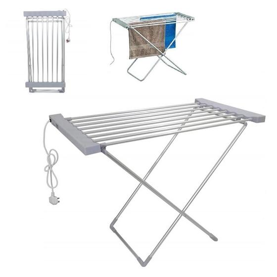 Imagem de Varal de chao aquecido toalheiro quente eletrico aquecedor secador de roupas lavanderia barbearia dobravel 220v